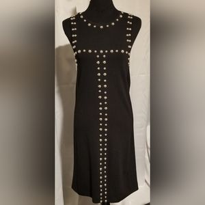 INC, night rider, deep black dress w/gold studded accents, Size: medium